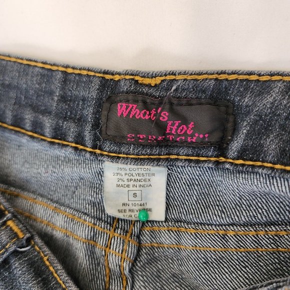 What's Hot Stretch Denim Capri Jeans Decorated Back Pockets Size S - Picture 4 of 11